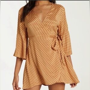 BILLABONG yellow mini wrap dress